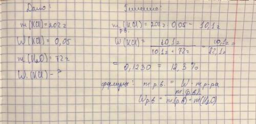 К 202 г раствора хлорида калия с массовой долей 5% добавили 72 г воды. Вычисли массовую долю (%) хло