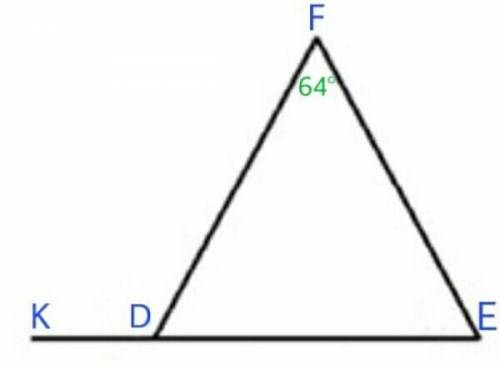 Найдите углы D и E треугольника DEF, если угол F = 640, а угол Е в 3 раза меньше внешнего угла при в
