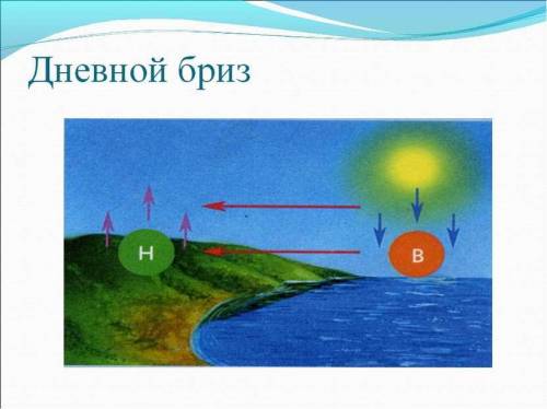 нарисовать схему ночного и дневного бриза