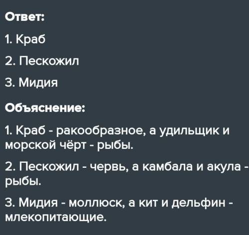 Задание «Третий лишний»Краб – акула - актинияПарусник- летучая рыба – камбала КамбалаКит – мидия – к