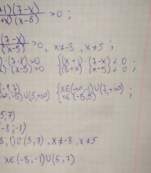 (x+1)(7-x)/(8+x)(x-5 >0​решите неравенство