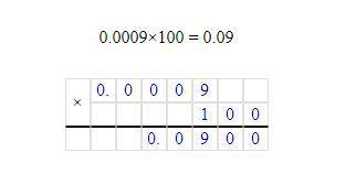 Выполните умножение: 0,009 * 100 *