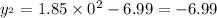 y_{в} = 1.85 \times {0}^{2} - 6.99 = - 6.99