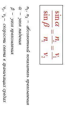 Запишите формулу,выражающую закон преломления света Зарание