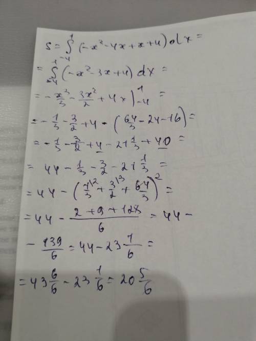 Найдите площадь фигуры, ограниченной линиями: y = x^2 + 4x, y = x + 4