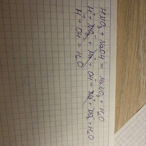 HNO3+NAOH=...1. в молекулярном виде2. в полном ионном виде3. в полном сокращённом виде​