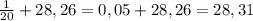 \frac{1}{20}+28,26=0,05+28,26=28,31