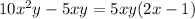 10x^{2} y-5xy=5xy(2x-1)