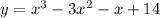 y = x^{3} -3x^{2} -x+14