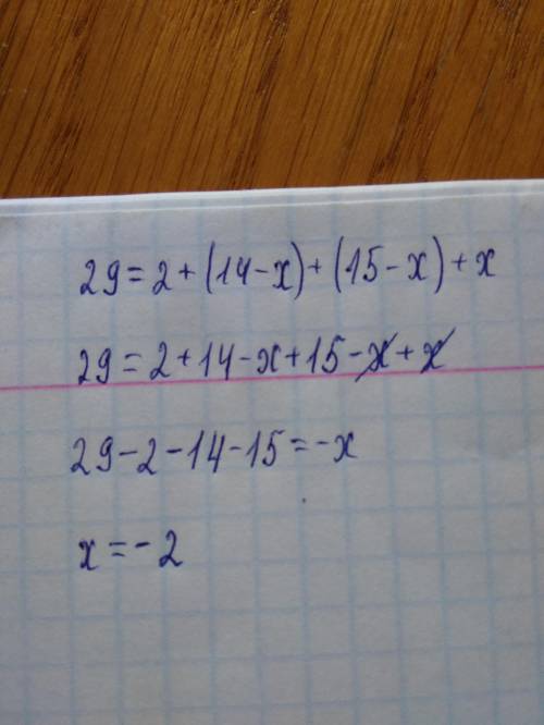 29 = 2+ (14-x)+(15-x) + X​