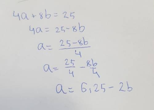 В данном уравнении вырази переменную а через b: a=6.25 (Знак и число в первое окошко, а букву во в