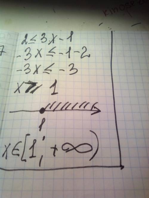 2≤3x-1 Неравенство 8 класс