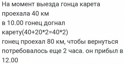 В 5:00 из дворца выехала почтовая карета. В 7:00 во дворце вспомнили, что забыли передать ценное пис