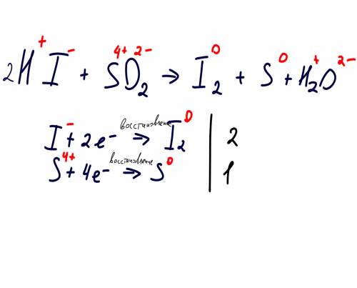 Составьте электронный баланс и расставьте коэффициенты в ОВР: HI + S02 —> I2 + s + H20