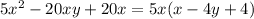 5x^{2}-20xy+20x=5x(x-4y+4)