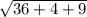 \sqrt{36+4+9}