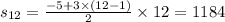 s_{12} = \frac{ - 5 + 3 \times (12 - 1)}{2} \times 12 = 1184