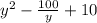 y {}^{2} - \frac{100}{y } + 10