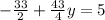 -\frac{33}{2}+\frac{43}{4}y=5