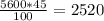 \frac{5600*45}{100} = 2520