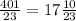 \frac{401}{23} = 17 \frac{10}{23}