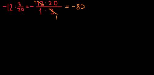 Выполни деление: −12 : 3/20=