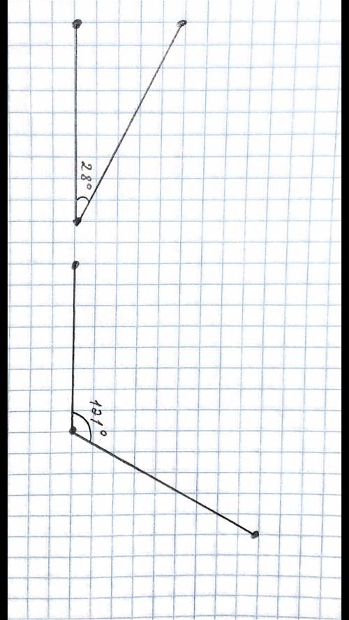 Используя транспортир, нарисуйте заданные углы. A) 28 ° b) 121 ° Можете начертить и отправить фото.