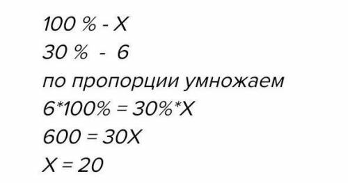 Найдите число,30% которого равна 6.