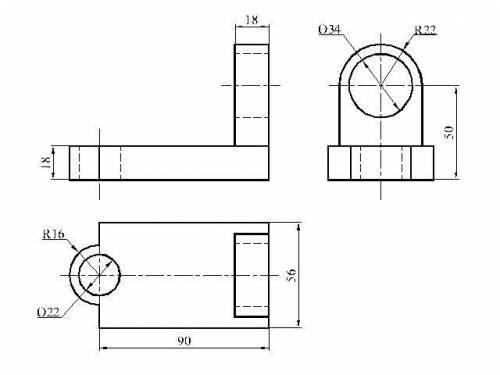 Изображение детали и начертить 3 вида чертежа с размерами