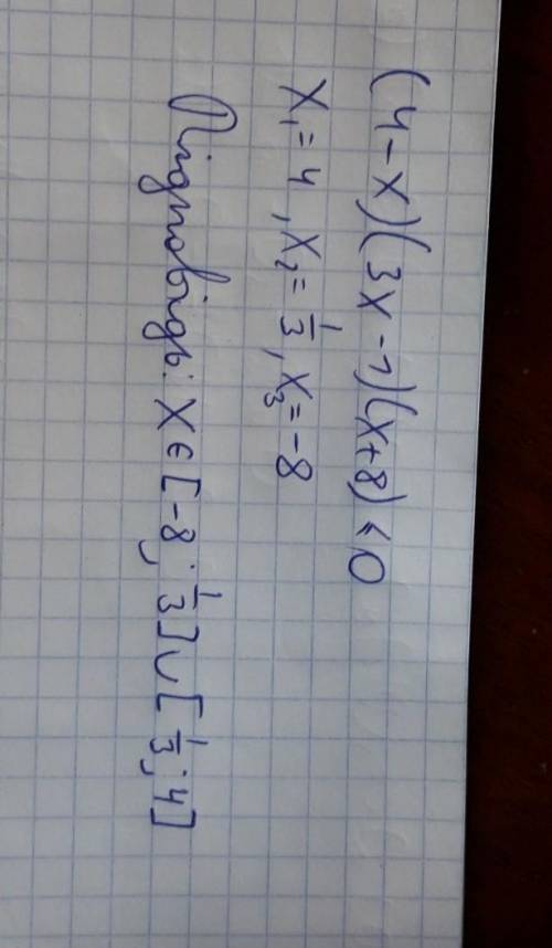 (4-х)(3х-1)(х+8)меньше или равно ПОМГИТЕ НУЖНО ​