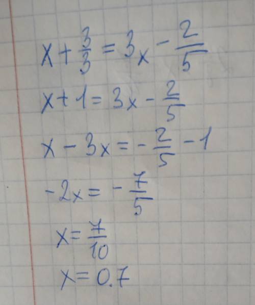 X+3/3=3x−2/5 найти корень уравнения