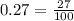 0.27 = \frac{27}{100}