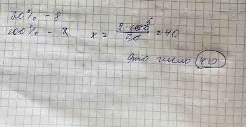 Найдите число, 20% которого равны 8 кг. ​