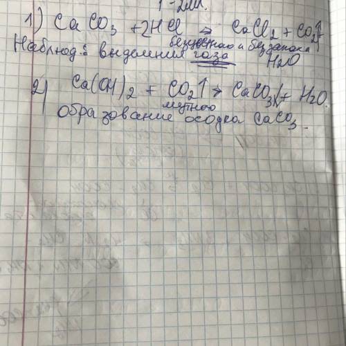 1. В пробирку поместите немного кальций карбоната и долейте хлоридную кислоту объемом 1-2 мл. Наблюд