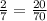 \frac{2}{7} =\frac{20}{70}