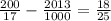 \frac{200}{17}-\frac{2013}{1000} =\frac{18}{25}