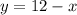 y = 12 - x