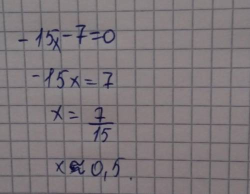 Ку нерівність задовольняє корінь рівняння –15x – 7 = 0?