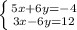 \left \{ {{5x+6y=-4} \atop {3x-6y=12}} \right.