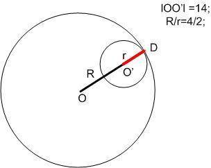ть будь ласкаДва кола мають внутрішній дотик. Відстань між їх центрами дорівнює 14 см. Знайти радіус