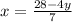 x = \frac{28 - 4y}{7}