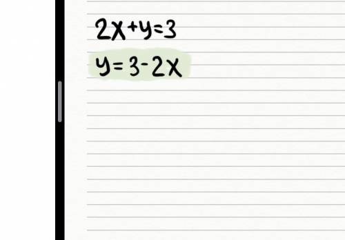 Якщо в рівнянні 2x+y=3 виразити y через змінну x, то одержимо