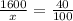 \frac{1600}{x} =\frac{40}{100}