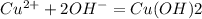 Cu^{2+}+ 2OH ^{-}= Cu(OH)2