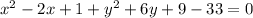 x^2-2x+1+y^2+6y+9-33=0