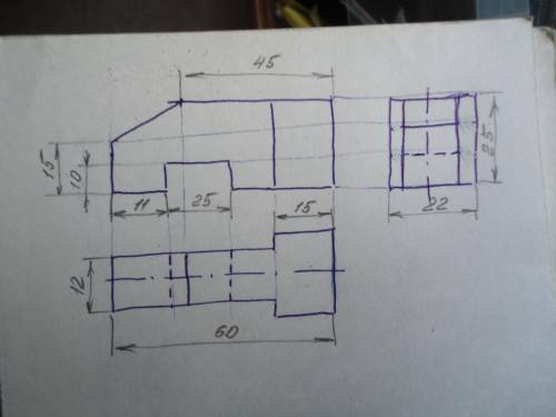 По двум заданным проекциям (видам) построить третью проекцию и нанести размеры