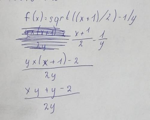 Построить график f(x)=sqrt((x+1)/2)-1/y