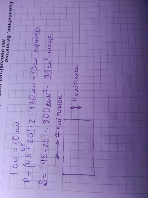 Накресли прямокутник, довжина якого 4,5 см, а ширина 2 см і знайди його площу та периметрДобрые люди