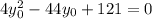 4y_{0}^{2} - 44y_{0} + 121 = 0