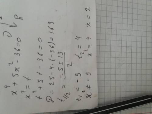 Там ГДЕ 5 2 это квадрат Решите биквадратное уравнение х4 + 5х2 – 36 = 0.